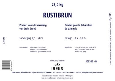 IREKS RUSTIBRUN GEBRANDE MOUT 25KG MIX 5%