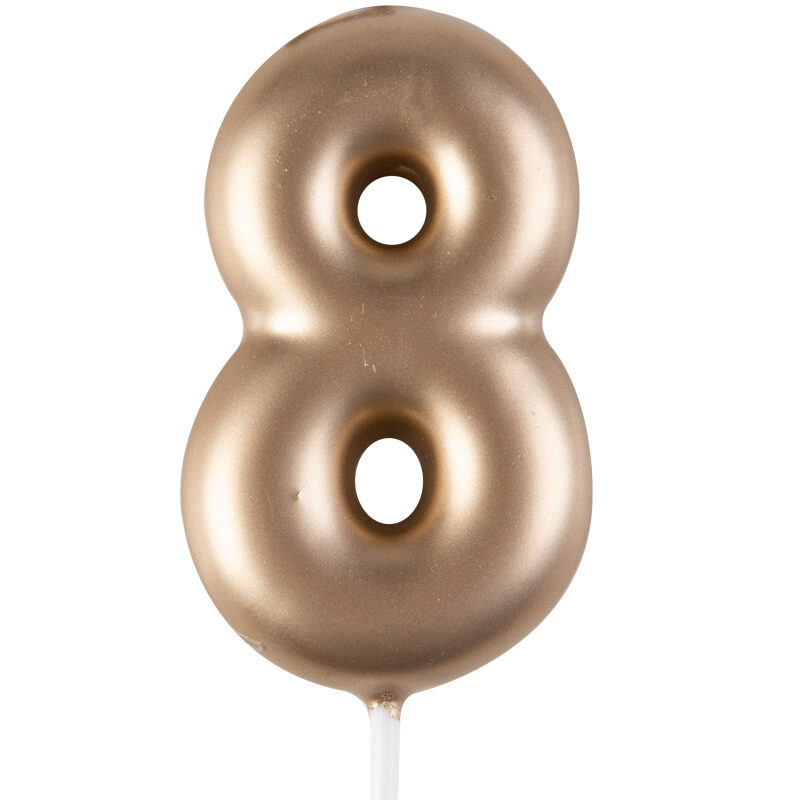 1023848 CANDLE GOLD NUMBER "8" 4CM 12 PCES***S/CD***