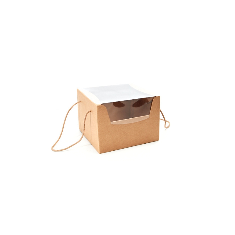 PORTABLE KRAFT BOX WITH WINDOW 24.5X24.5 HT 18CM