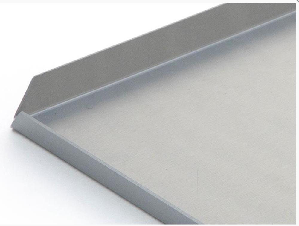 SILVER ALUMINUM TRAY 40X25XH1CM STRAIGHT EDGE CUT ANGLE