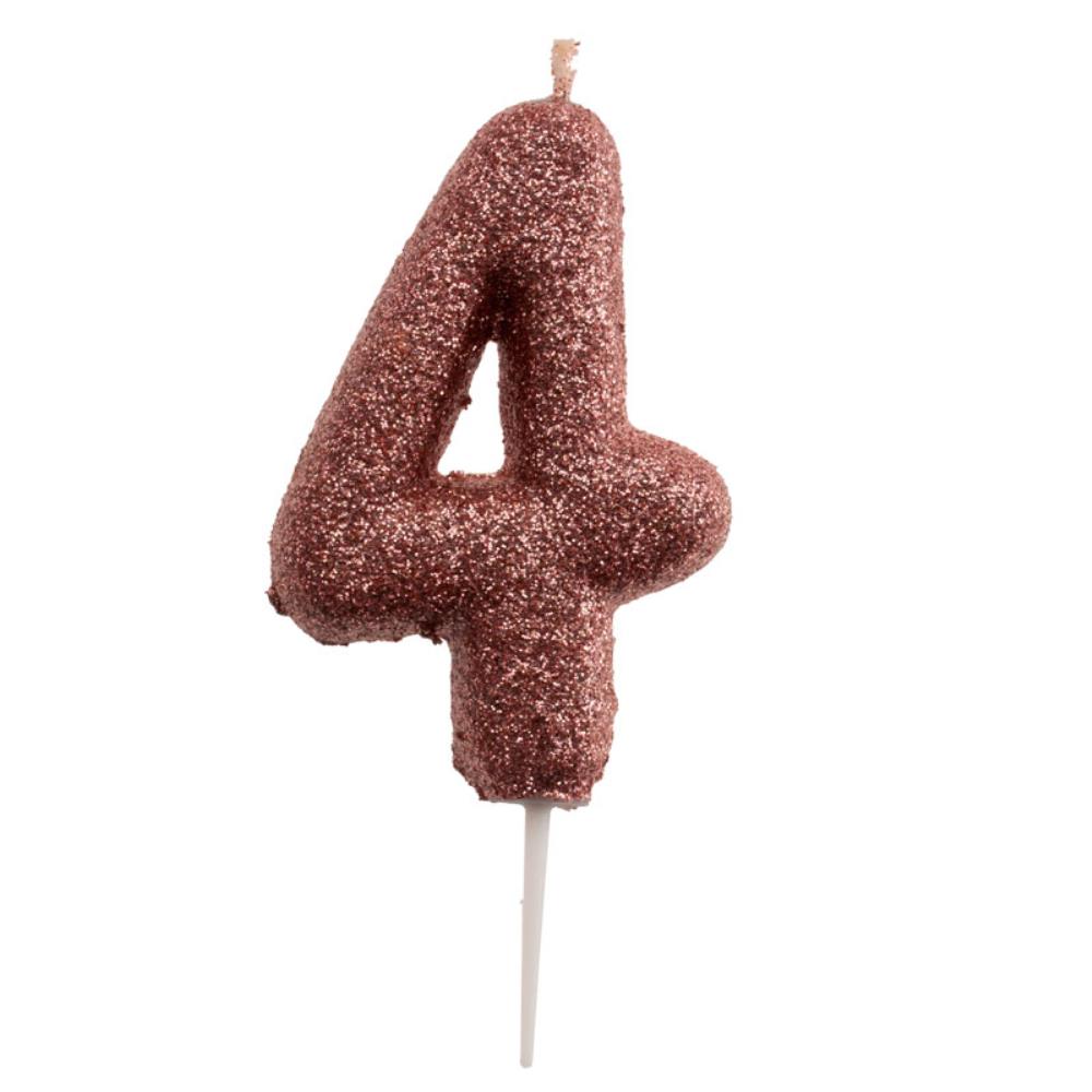 ROSE GOLD NUMBER CANDLE N°4 7CM