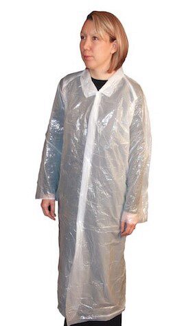 WHITE PE VISITOR BLOUSE --NO POCKET-- SNAP ONE SIZE /PACK OF 12PCS