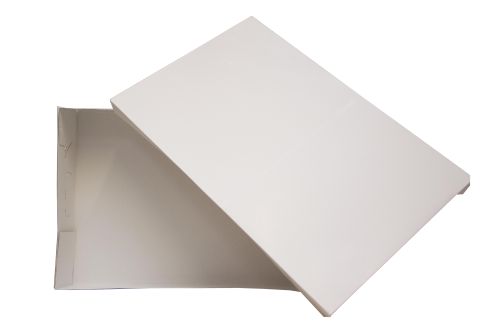 WHITE CAKE BOX 63 X 42 X 12 CM WITH LID FOST+ 2024 INCLUDED