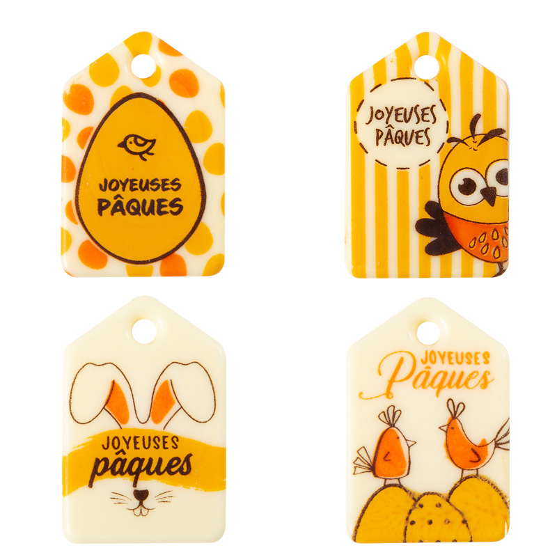 2069161 JOYEUSES PLAQUES ETIKET BLISTER 45X30MM CHOCOLADE 105 STUKS ***S/CD***