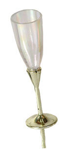 CHAMPAGNE GLAS  GOUD OP STOKJE 6 STUKKEN=ZAK
