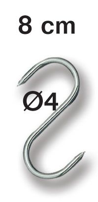 FISCHER STAINLESS STEEL HOOK 8CM ⌀ 4 MAX WEIGHT 45KG