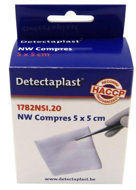 DETECTAPLAST NON-WOVEN COMPRESSES 5X5CM BOX OF 20 PCES