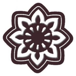 045733 PCB FLOWERLETS CN WITH WHITE RELIEF 8 DESIGNS Ø 2.5 CM 528PCS ***S/CD***