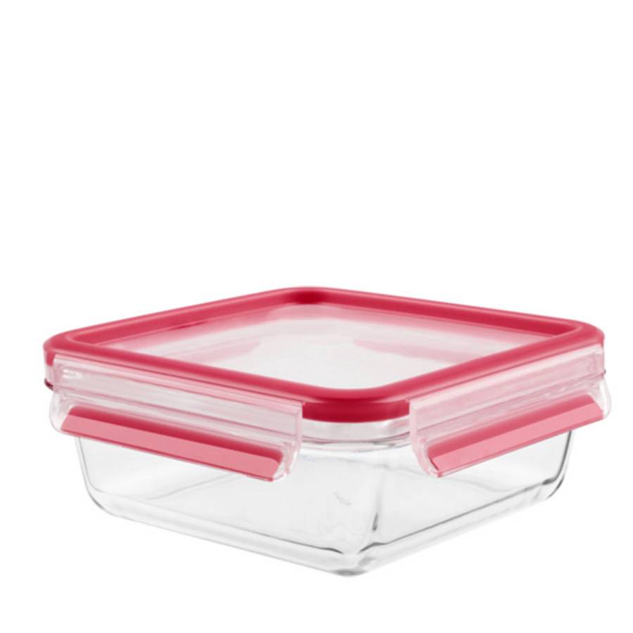 TEFAL AIRTIGHT GLASS BOX 0.80L SQUARE/RED