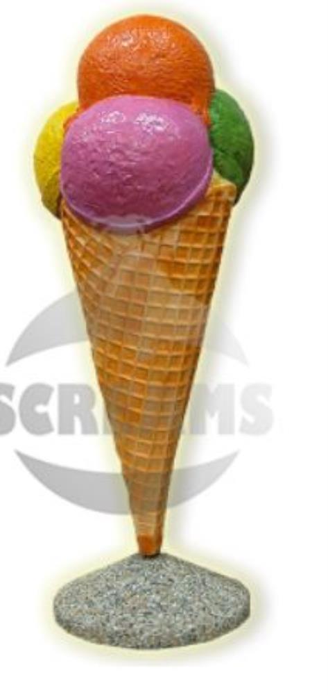 GIANT 3D ICE CREAM SCOOPS CONE HT193CM SIDEWALK/PC CONCRETE BASE