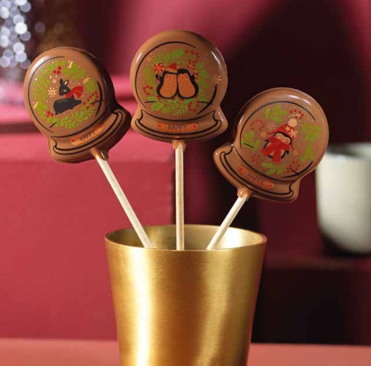 074290 PCB BLISTERS SNOW GLOBE LOLLIPOPS 3 DESIGNS FOR 45 PRINTS AND STICKS 9PCS ***S/CD***