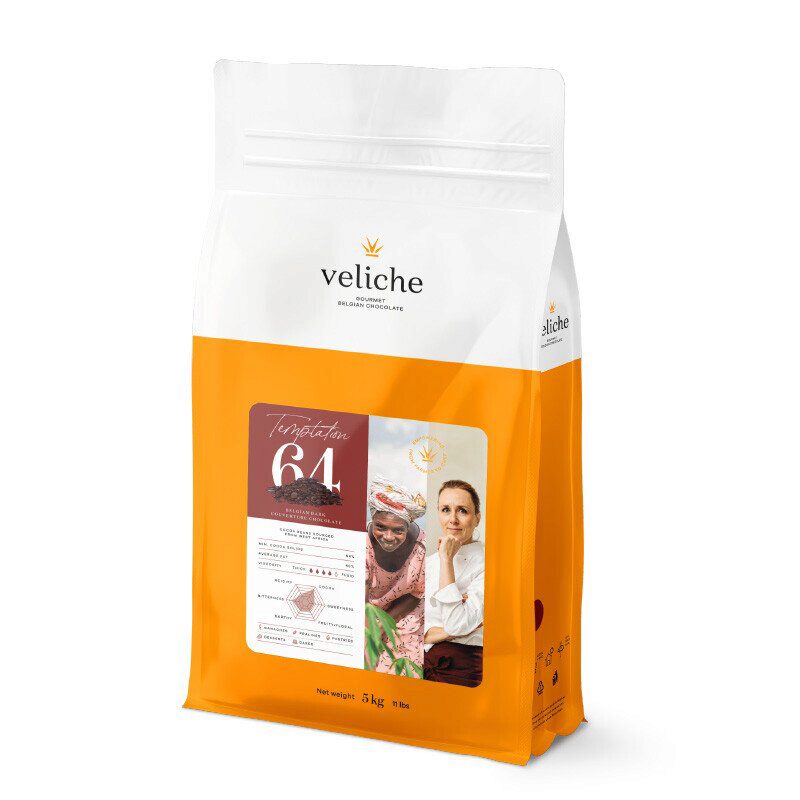 E2402 VELICHE CHOCOLADE FONDANT TEMPTATION 64%   10KG = ZAKJE **S/CD***