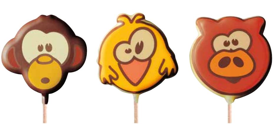 061325 PCB BLISTERS ANIMAL LOLLIPOPS FOR 45 PRINTS Ø 5.5 CM AND STICKS 9PCS ***S/CD***