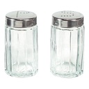 GLASS PEPPER SHAKER WITH 18/10 STAINLESS STEEL LID "P"
