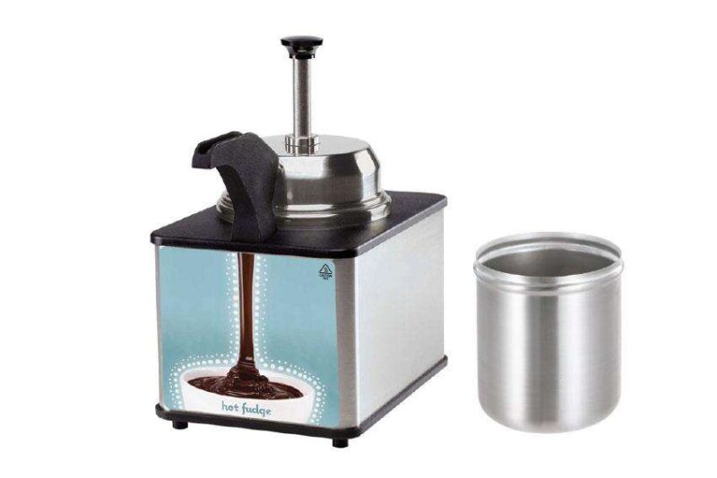 HOT FUDGE DISPENSER WITH PUMP & HEATING SPOUT BAIN MARIE TYPE - CONTAINER INCLUDED 0° TO +99°