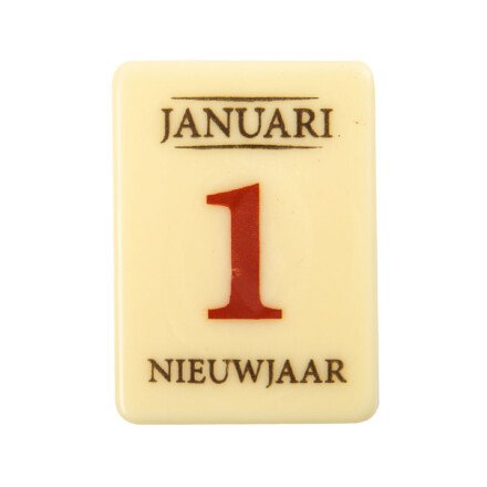 2014640 PLAQUETTE CALENDRIER 1ER JANUARI NL CHOCOLAT 50X40MM 60 PIÈCES ***S/CD***