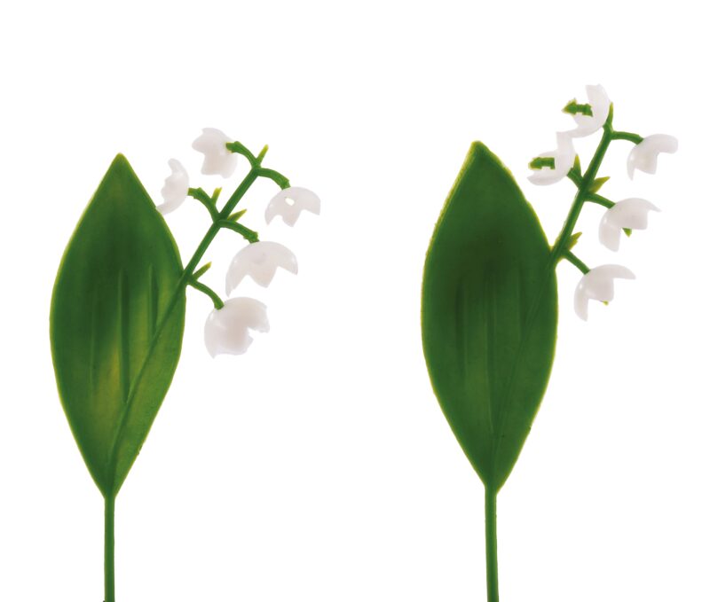  LILY OF THE VALLEY STAKE 1 BRANCH 1 LEAF HT 9CM PLASTIC 24 PCES