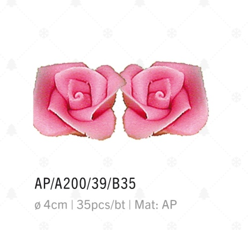 ROSES MASSEPAIN ROSE 5 PETALES 4CM 35 PCES