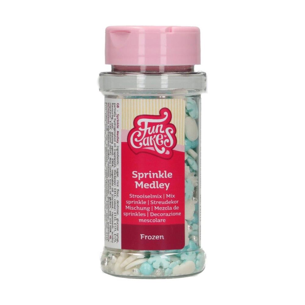 FUNCAKES MIX BEVROREN SUIKER DECORATIE WIT/BLAUW/ZILVER 50GR