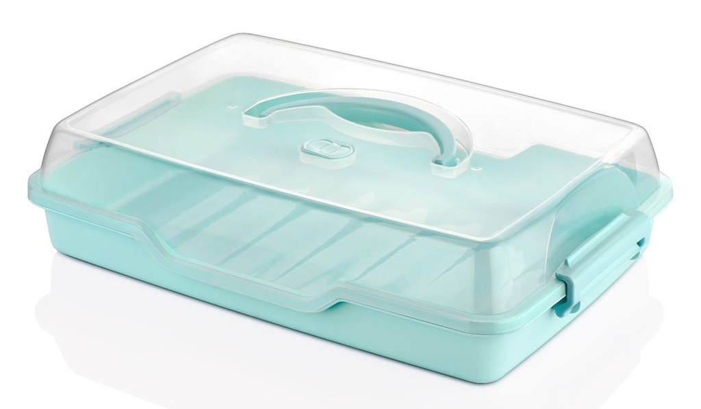 RECTANGULAR CAKE BOX 44X30X10.5CM 2 ASSORTED COLORS: GREY OR TURQUOISE