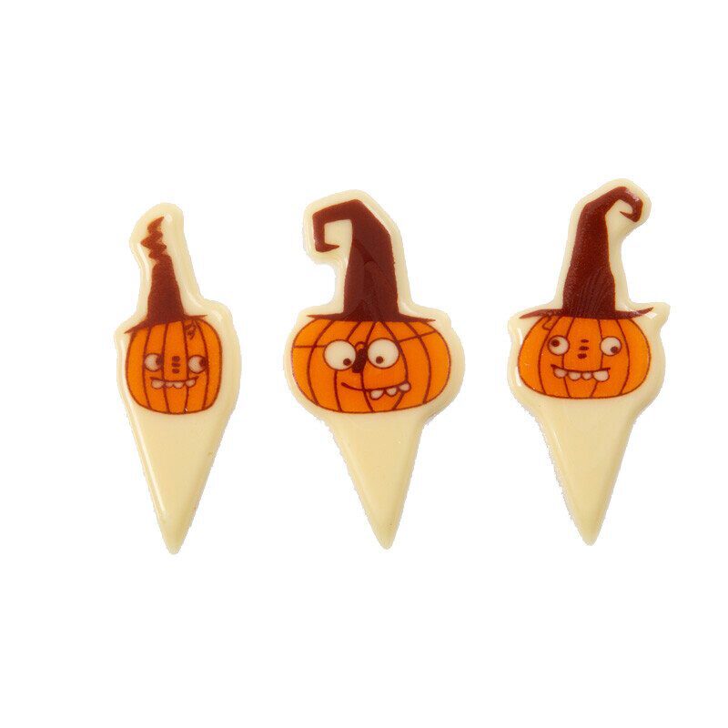91134 CHOCOLATE PUMPKIN STICK-ON BLOCK 6X2CM 120 PIECES ***S/CD***