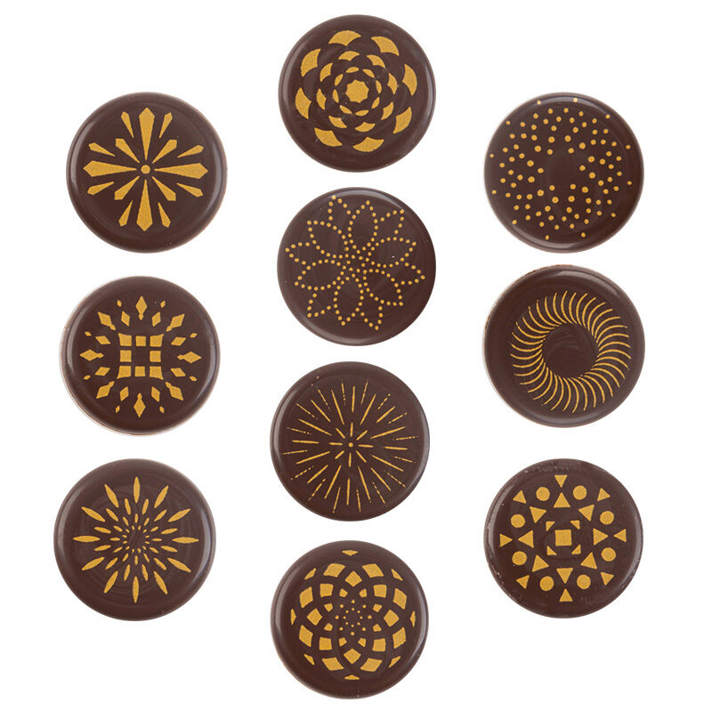 2034934 ROUND BLACK GOLD PATTERN 2CM 300PCS ***S/CDE***