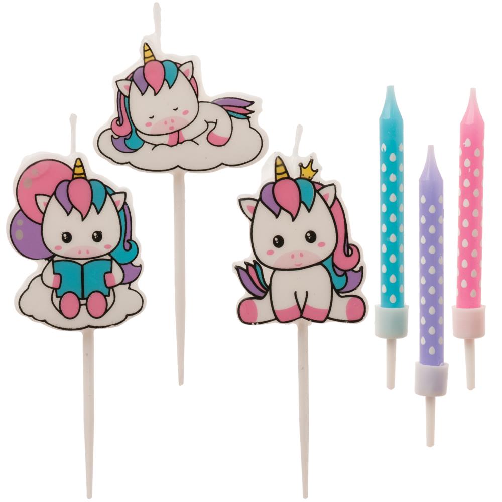 ASSORTIMENT DE PETITE BOUGIES LICORNE 9 PCES