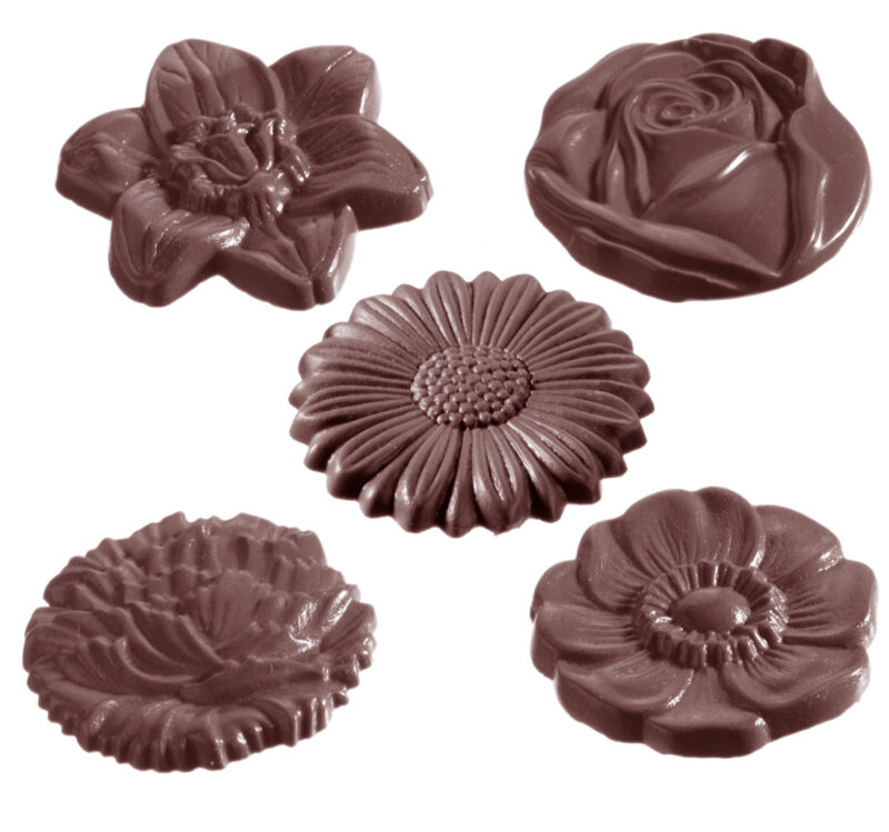 CARAQUE CHOCOLATE MOLD ROUND FLOWER CW1048 2X5 -- 6GR