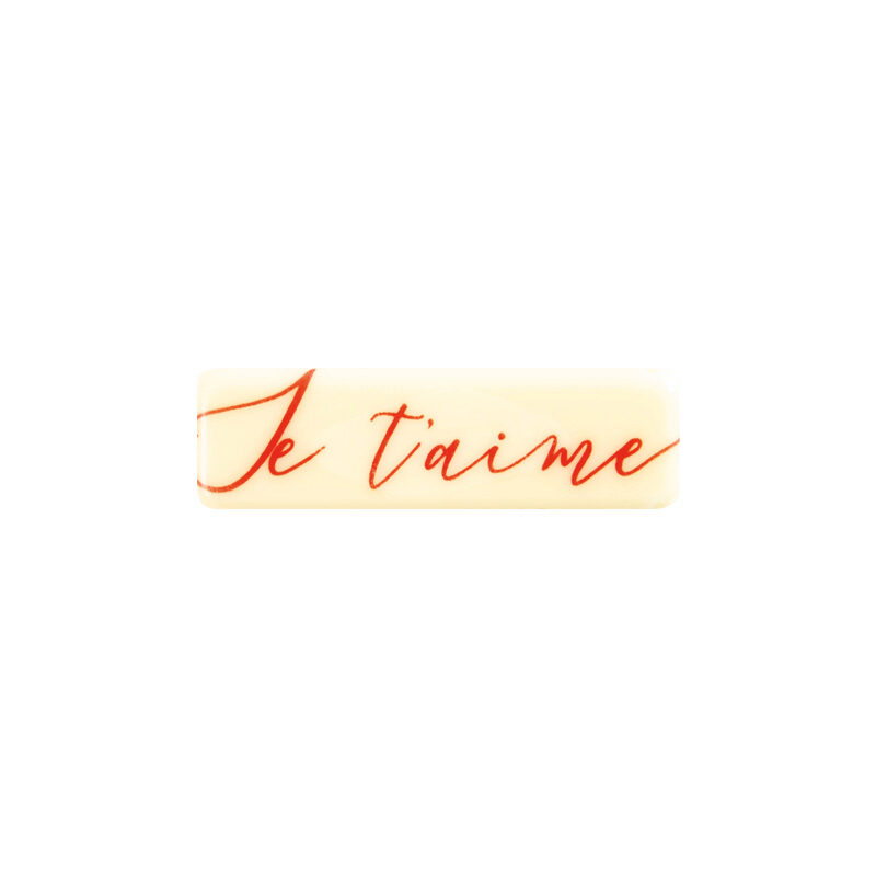 2068043 PLAQUETTE JE T AIME ROUGE 45X13MM CHOCOLAT BLANC 150 PCES ***S/CD***