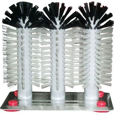 BROSSE LAVE-VERRES 3 BROSSES SOCLE ALUMINIUM H18CM