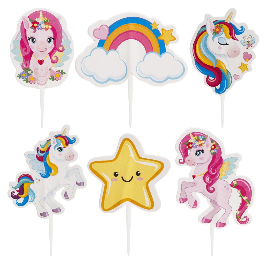 CAKE TOPPERS LICORNE 6 ASSORTIMENTS 30PCS