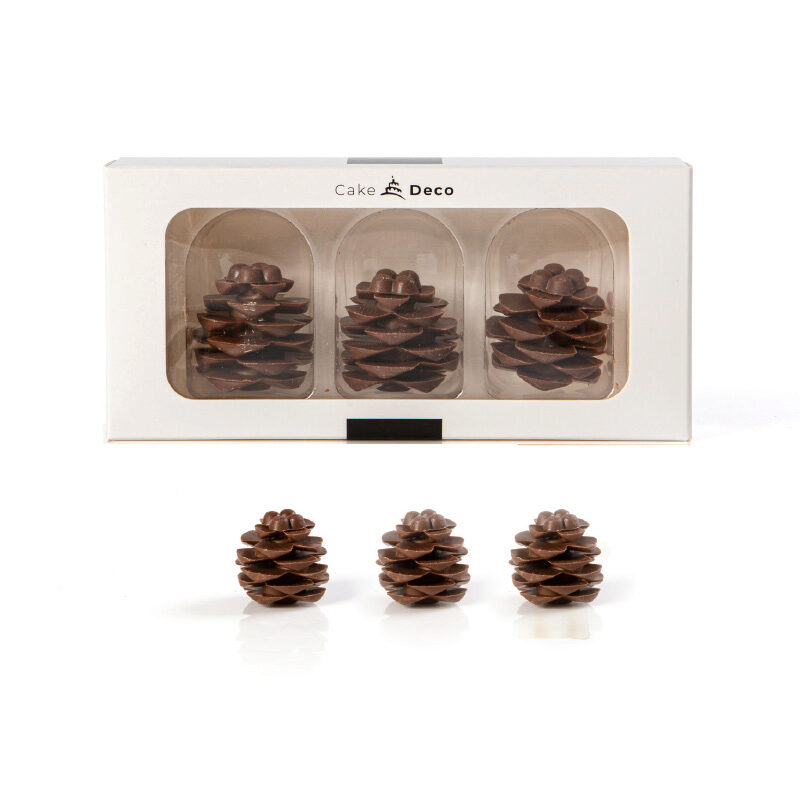39603 CAKEDECO 3 POMMES DE PIN 3D 10 PIECES ***S/CD***