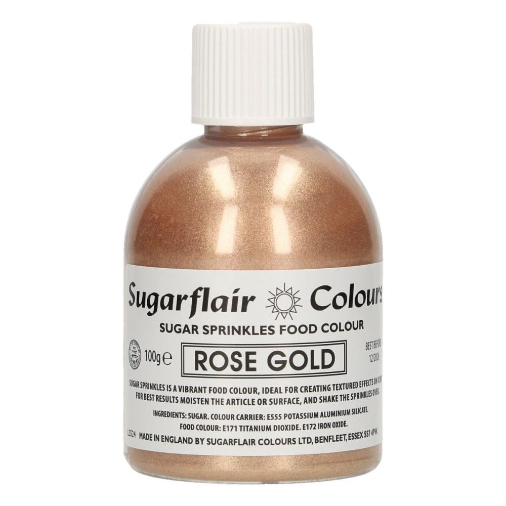 SUGARFLAIR ROSE GOLD SPARKLING SUGAR SEQUINS 100GR