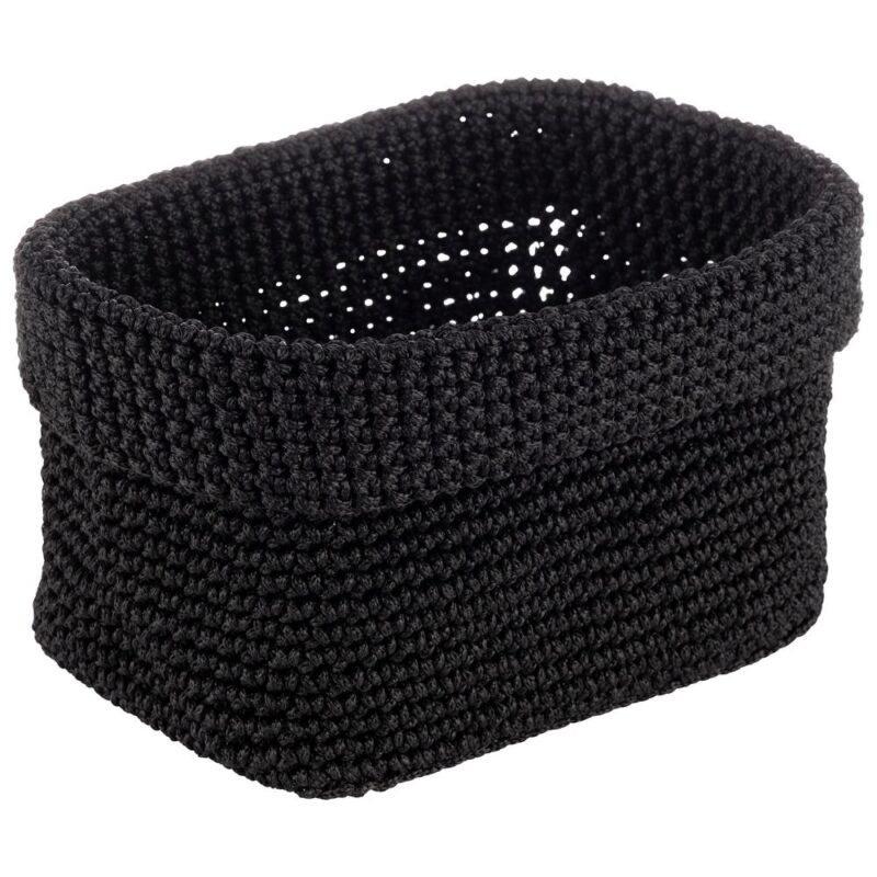 APS CORBEILLE PAIN NOIR CORDE CROCHET 20X13.5XH10CM POLYESTER - 30395