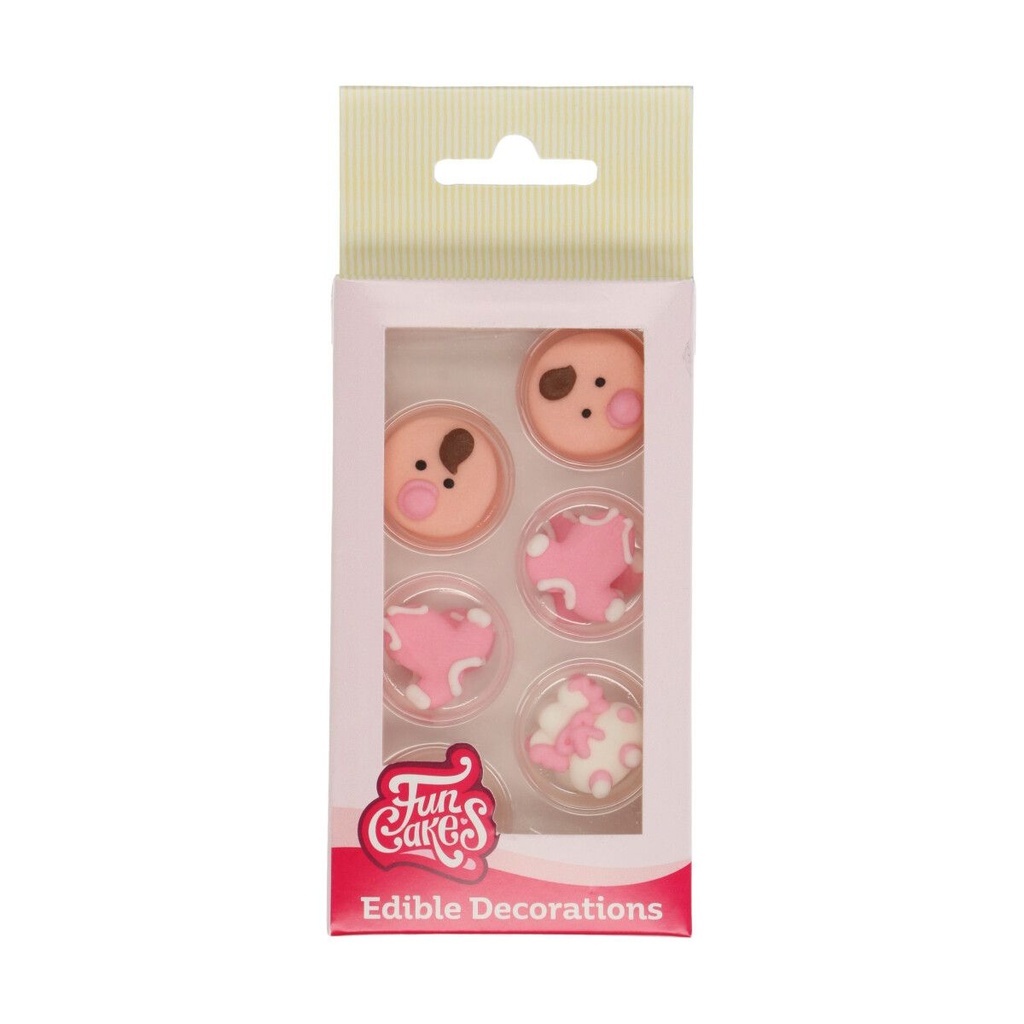 FUNCAKES BABY MEISJE SUIKER DECORATIE 12 STUKS