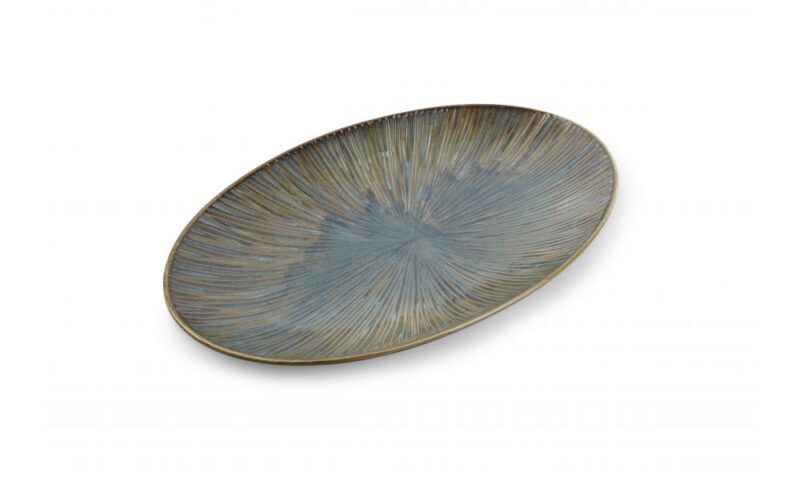 F2D FOREST HALO BLEU/VERT  ASSIETTE OVALE 40X25.5CM - 605076