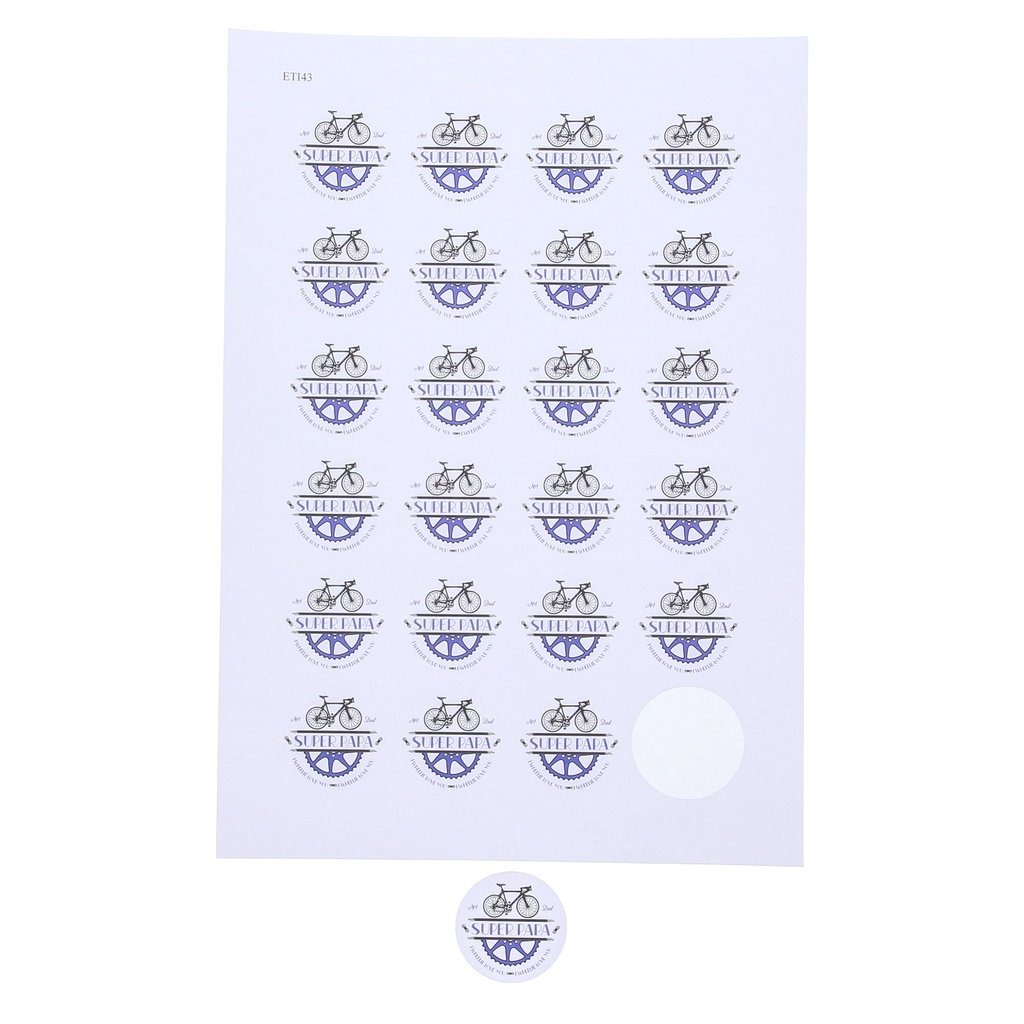STICKER 4CM BIKE SUPER DAD A4 24PCS 5 SHEETS