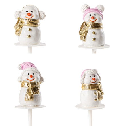 1015381 BONHOMME DE NEIGE ROSE/OR 3D SUR PIC 4CM 64PIÈCES ***S/CD***