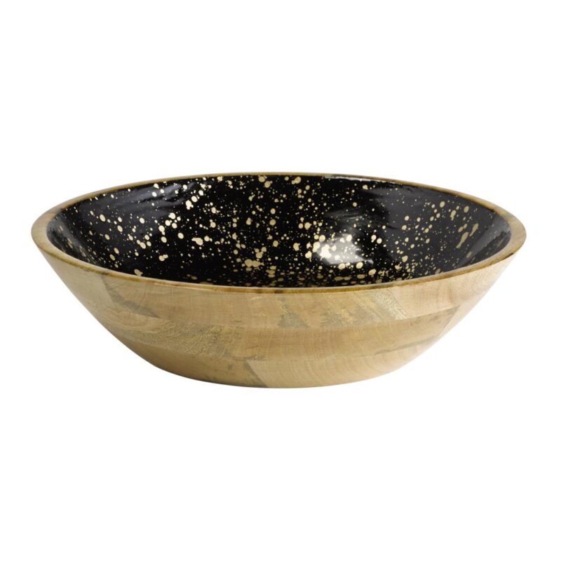 APS SALAD BOWL 37XH9CM MANGO WOOD/EPOXY RESIN BLACK-GOLD
