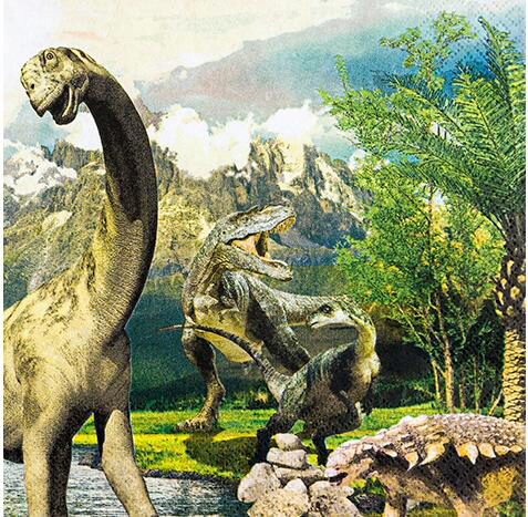 HOME FASHION SERVET 33X33CM DINOSAURUS PAK VAN 20 STUKS