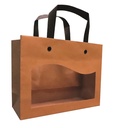 KRAFT PAPIEREN TAS + VENSTER "DELICATESSEN" 20X7.5XH/15CM PAK VAN 10 STUKS