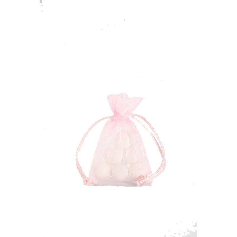 ZAK MET 10 ROZE ORGANZA ZAKJES 10X7CM