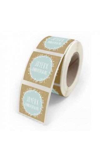 ETIQUETTES ADHESIVE NATURE ANNIVERSAIRE ROULEAU DE 500