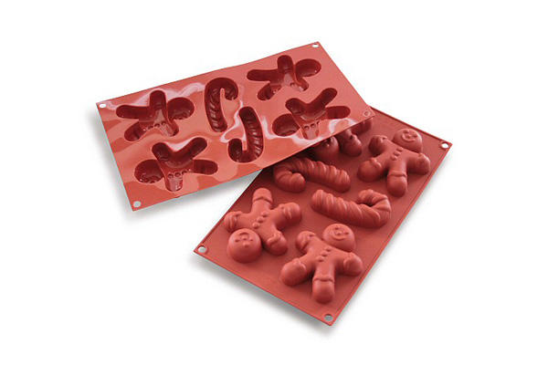 SILIKOMART SF106 MOLD 4 GINGERBREAD MAN 90X43 HT 21MM 60.33ML NON-STICK GN1/3 -50° TO 250°