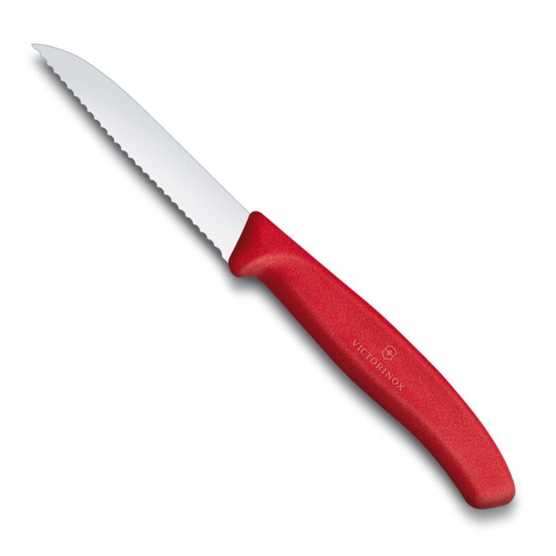 VICTORINOX PARING KNIFE SERRATED 8CM RED