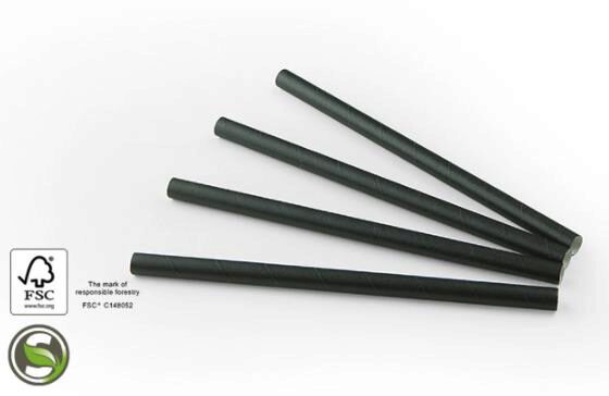 SIER FSC BLACK PAPER STRAWS Ø 8 MM 15CM 200 PCE