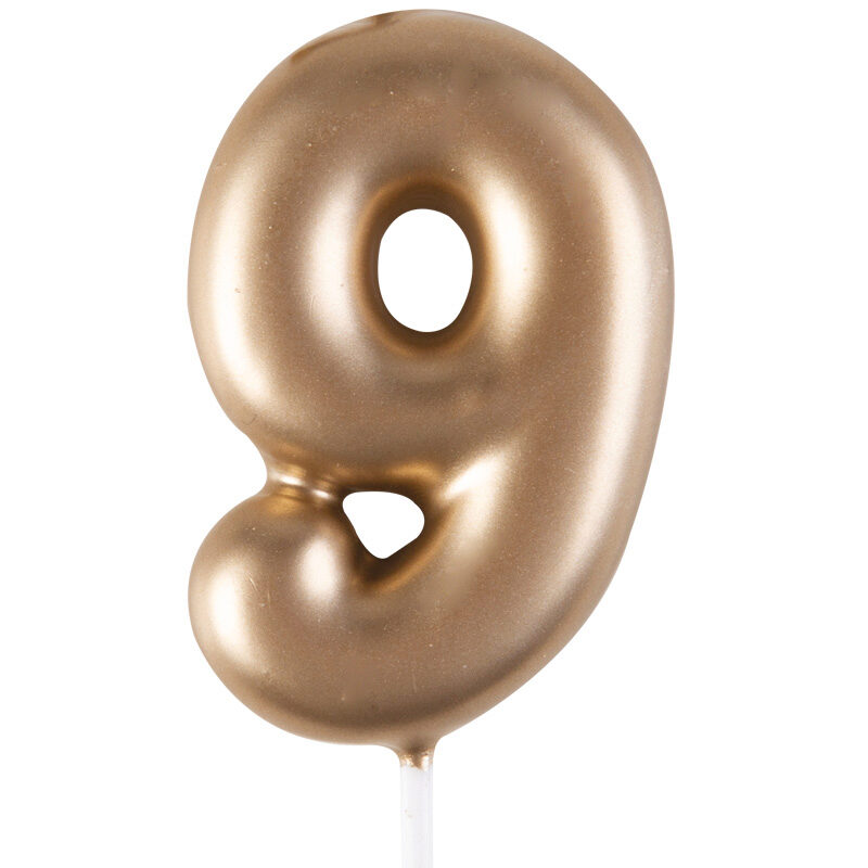 1023849 CANDLE GOLD NUMBER "9" 4CM 12 PCES***S/CD***
