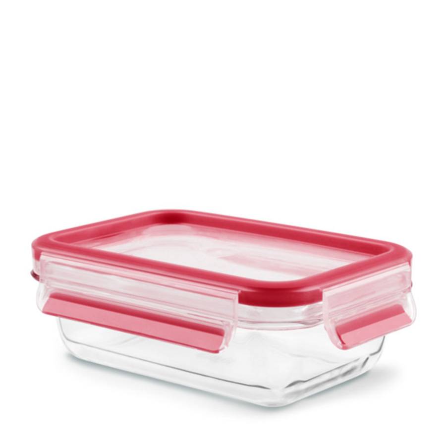 TEFAL AIRTIGHT GLASS BOX 0.45L RECTANGULAR/RED
