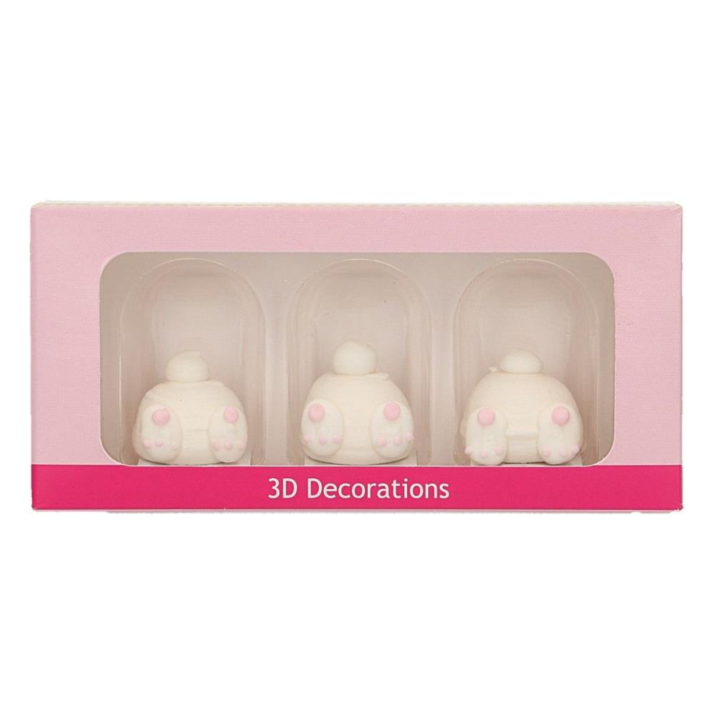 FUNCAKES SUIKERDECORATIE 3D KONIJNTJES 3 STUKKEN =