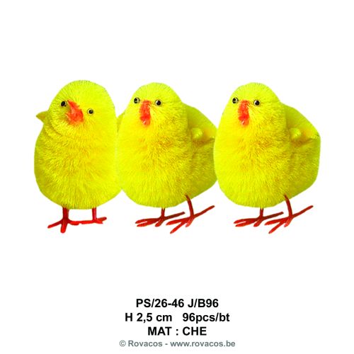 MINI POUSSINS POMPON JAUNES 2,5CM  96 PCES